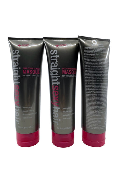 Sexy Hair Straight Deep Conditioning Mask Thick & Coarse Hair 8.5 OZ Set of 3