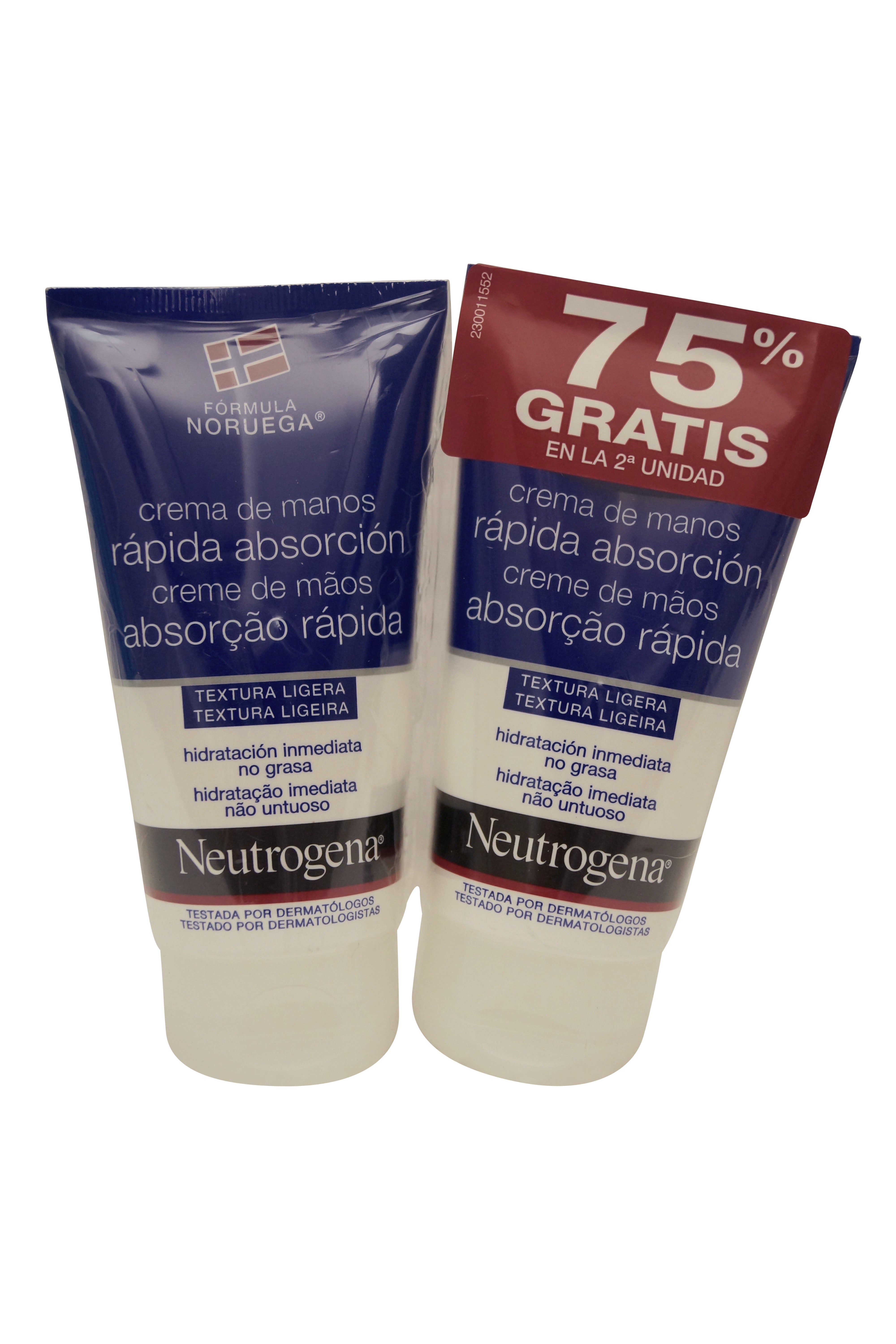 Neutrogena Fast Absorbing Hand Cream, 75 ml. Twin Pack