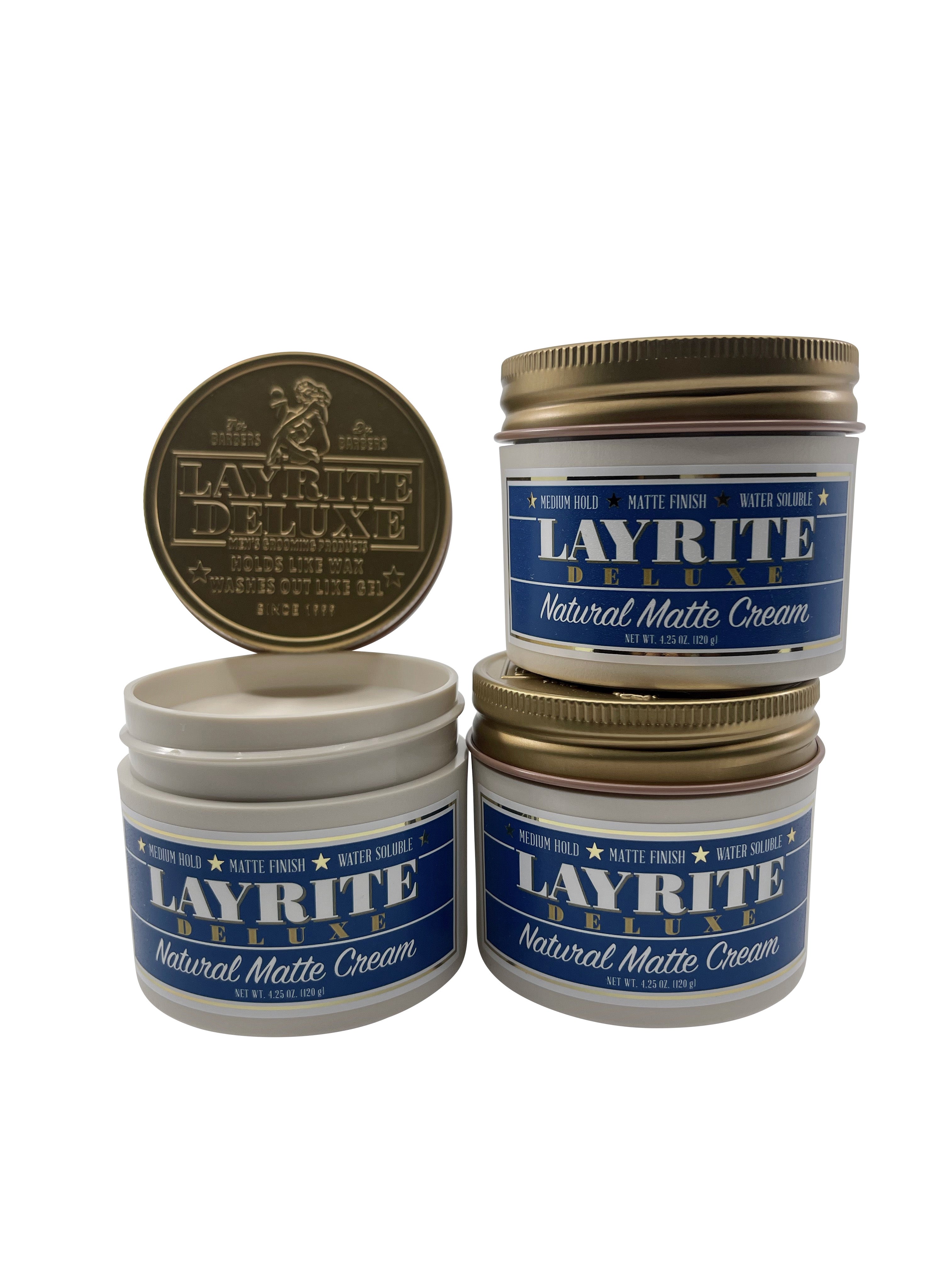 Layrite Deluxe Natural Matte Cream 4.25 OZ Set of 3