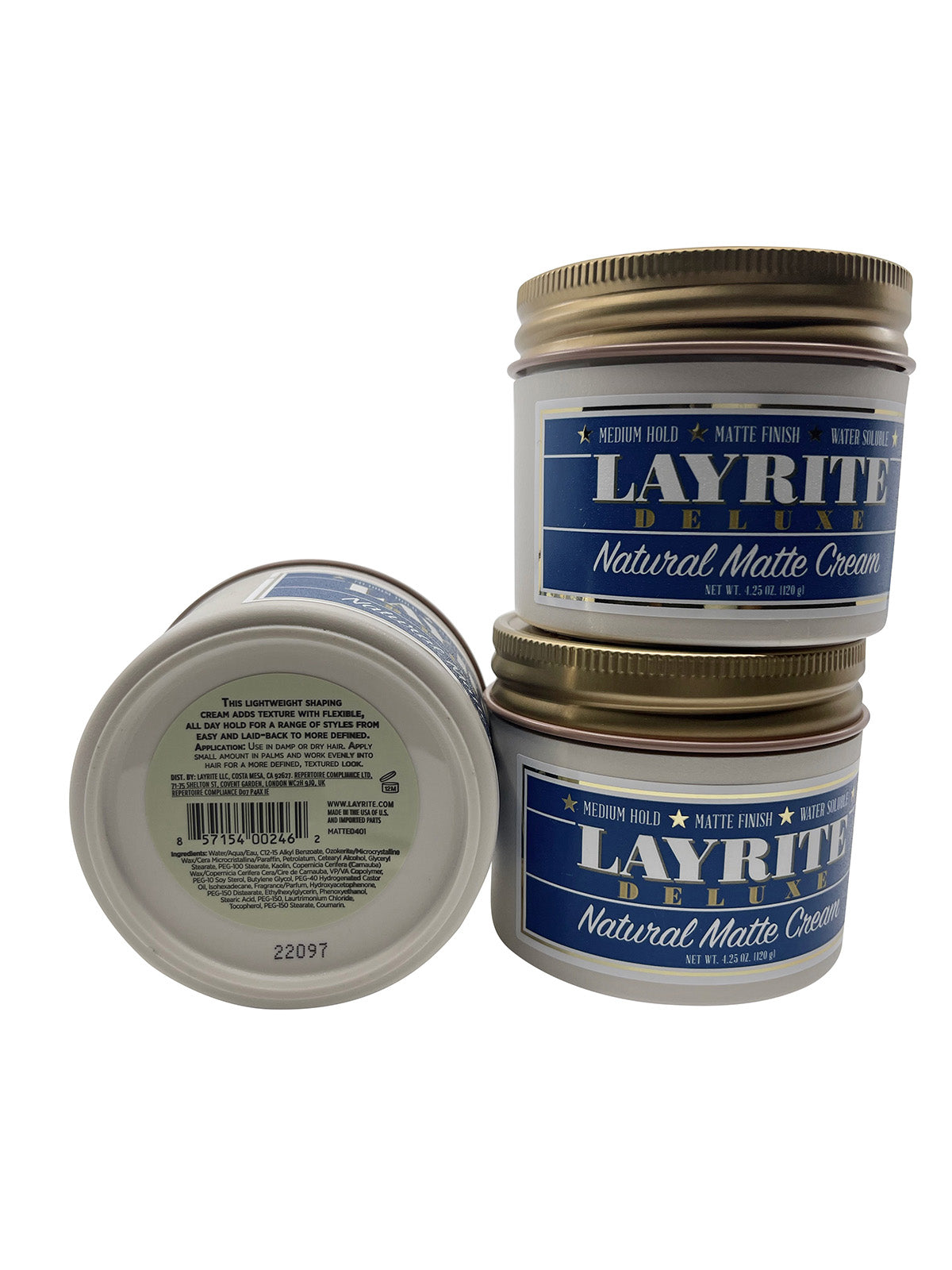 Layrite Deluxe Natural Matte Cream 4.25 OZ Set of 3