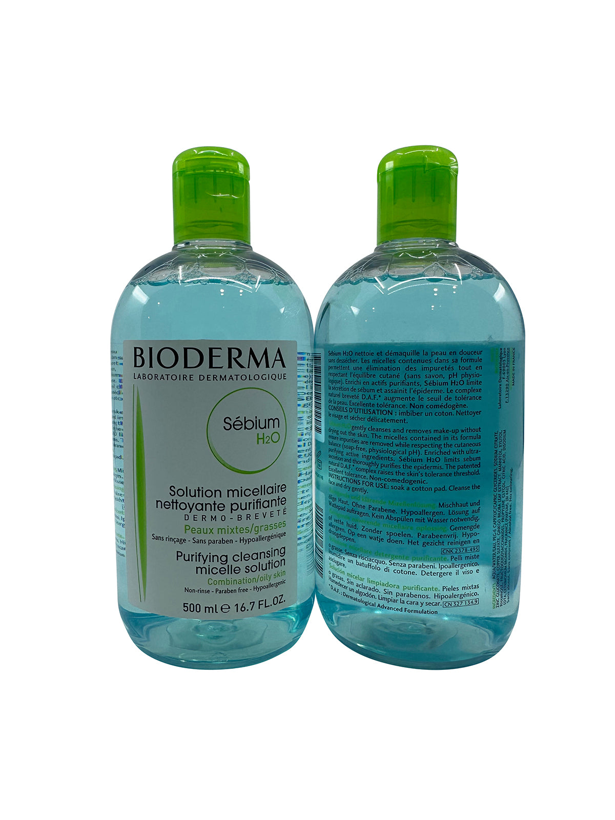 Bioderma Sebium H2O Purifying Micellar Solution Combo & Oily 16.7 OZ Set of 2