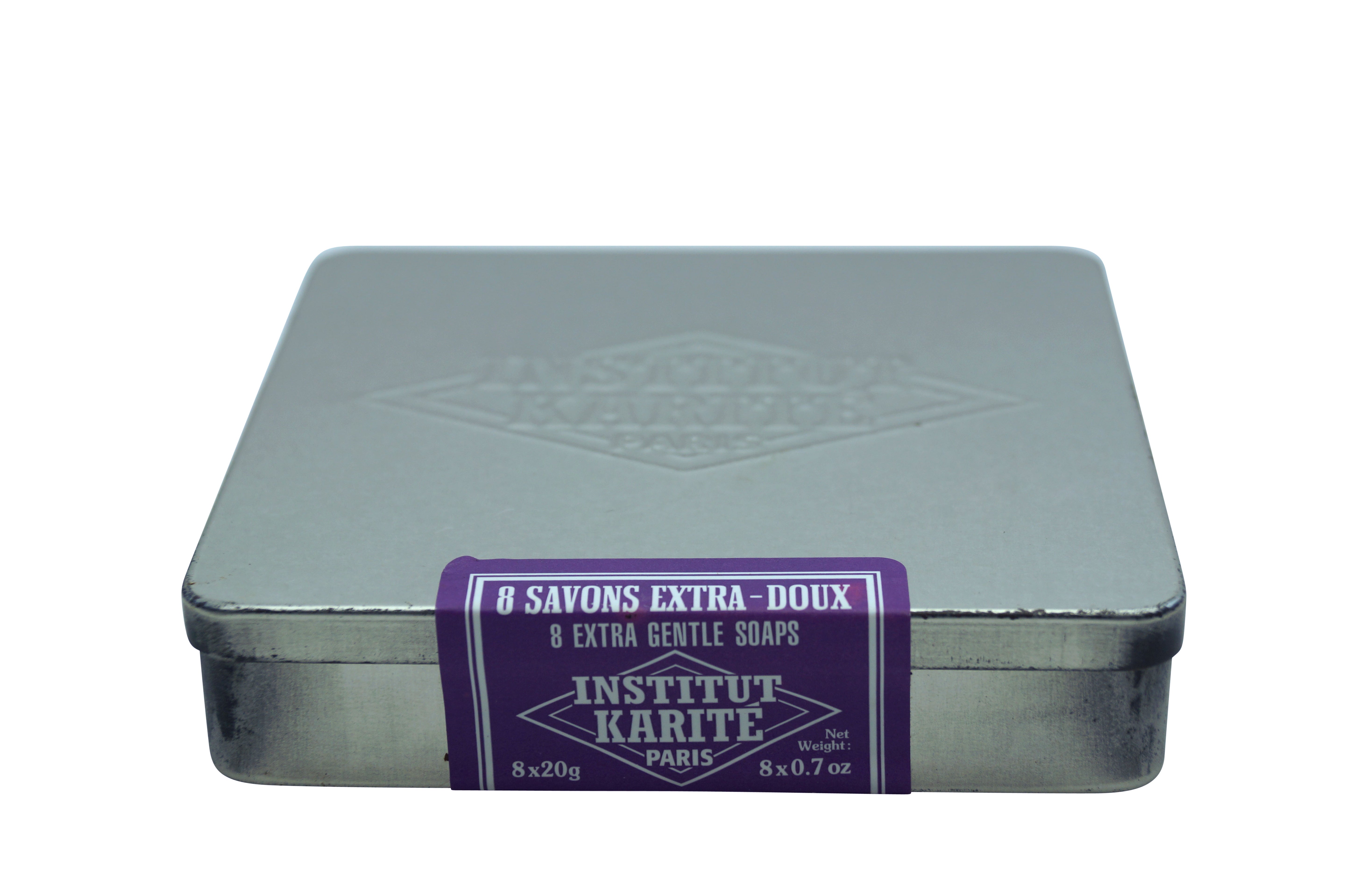 Institut Karite Paris Metal Tin 8 Extra Gentle Guest Soaps  Local Lavender