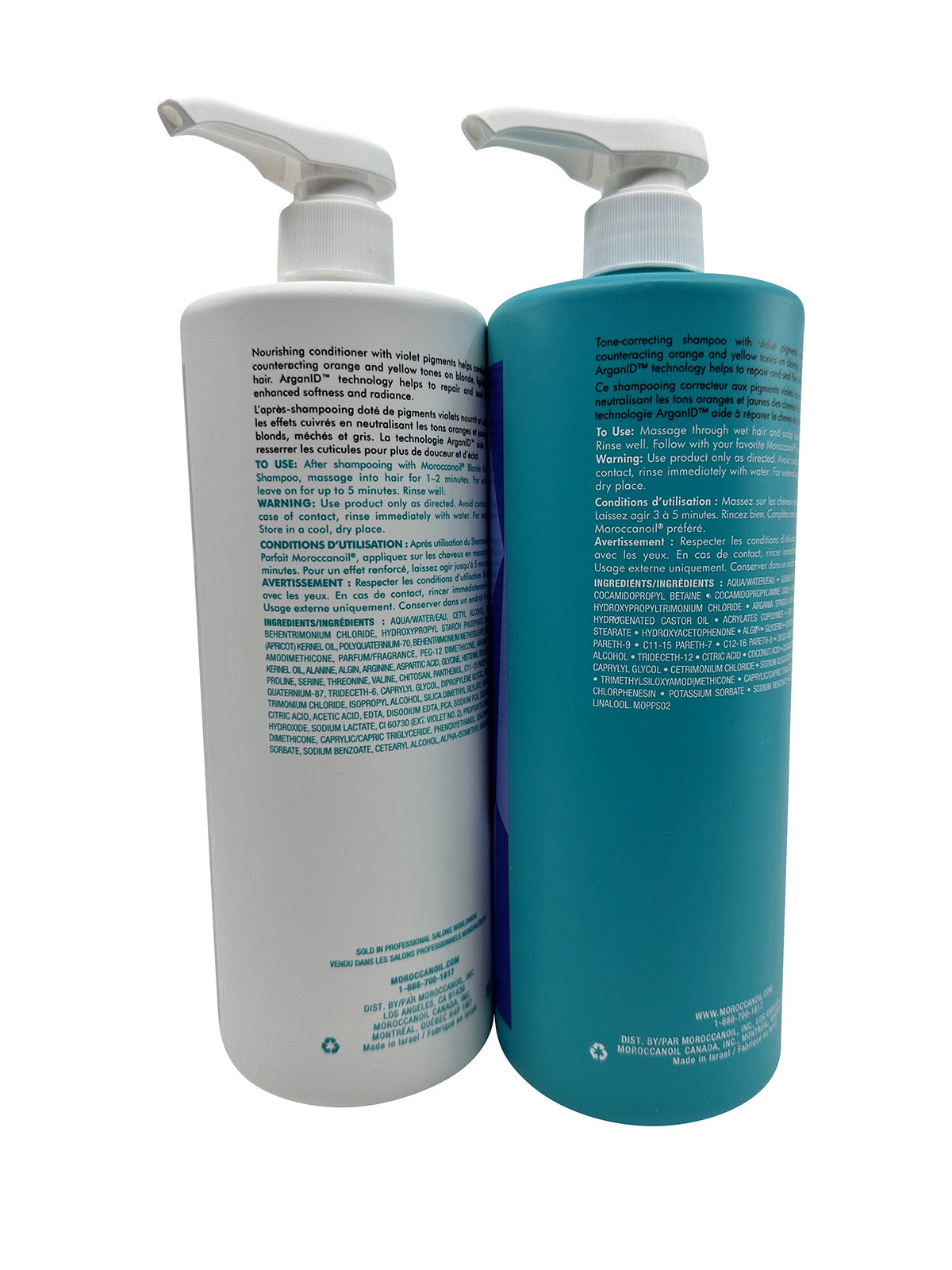 Moroccanoil Blonde Perfecting Purple Shampoo & Conditioner Treated Hair 33.8 OZ