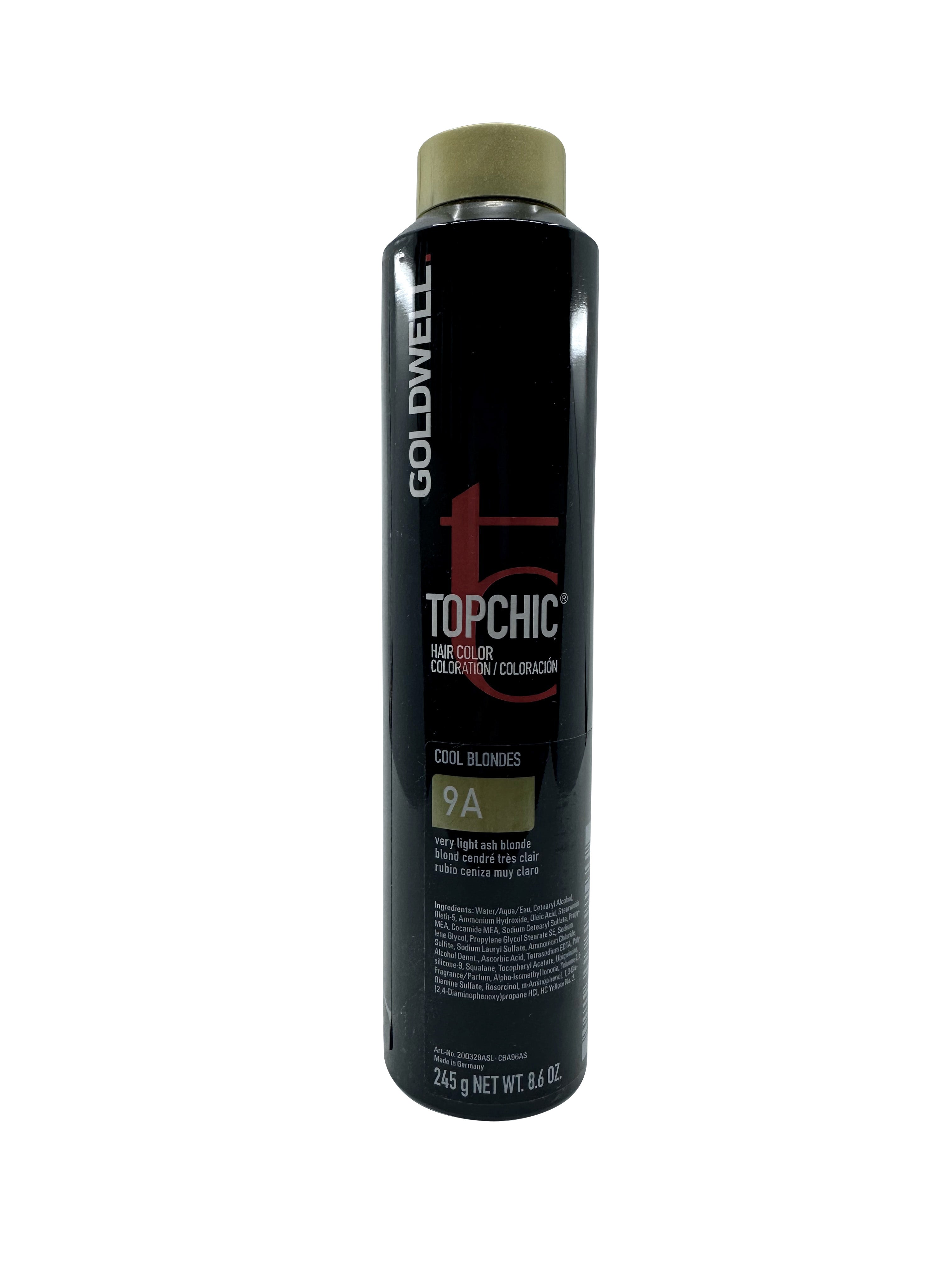 Goldwell Topchic Hair Color Cool Blondes 9A Very Light Ash Blonde 8.6 OZ