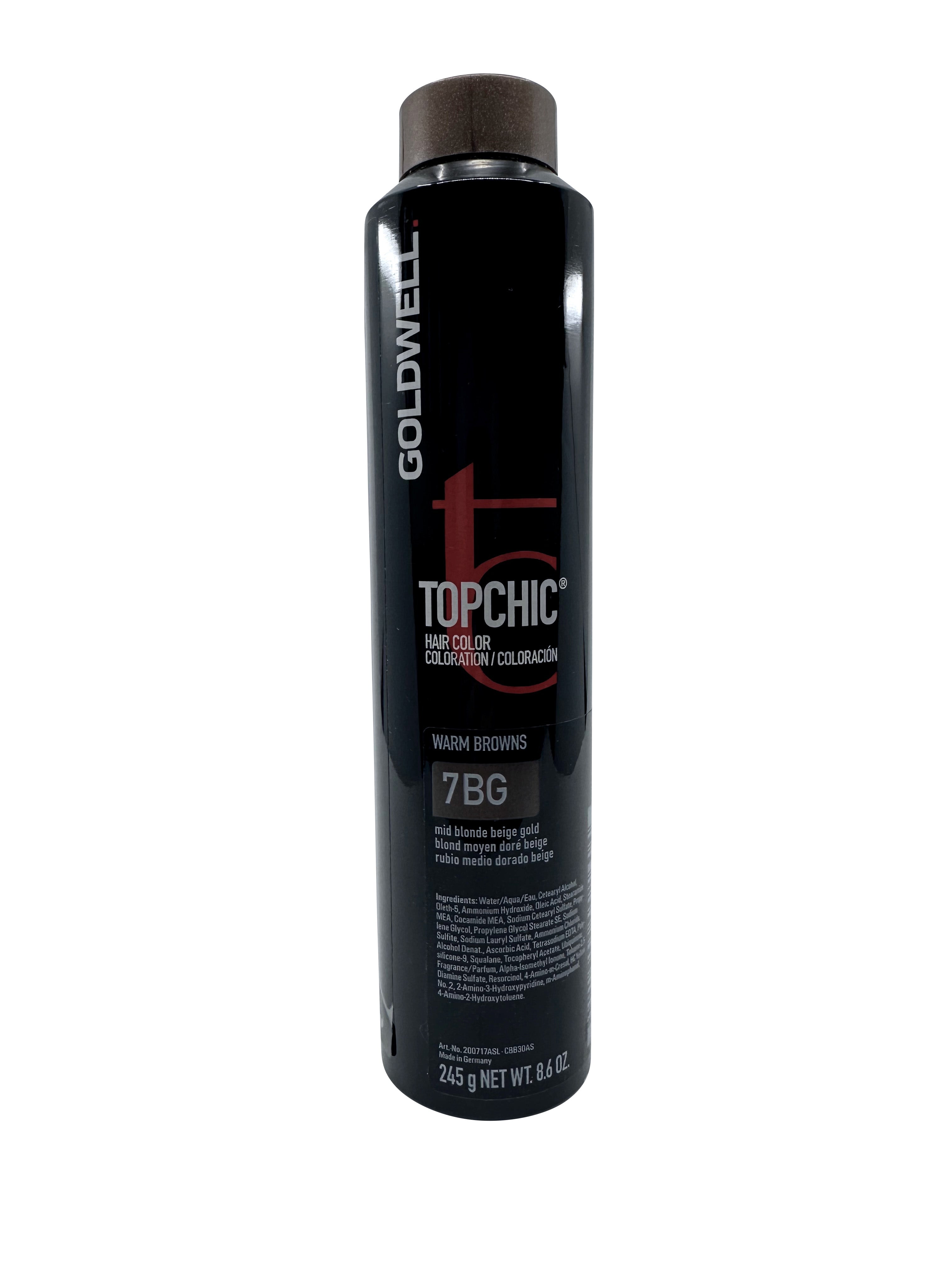 Goldwell Topchic Hair Color Warm Browns 7BG Mid Blonde Beige Gold 8.6 OZ