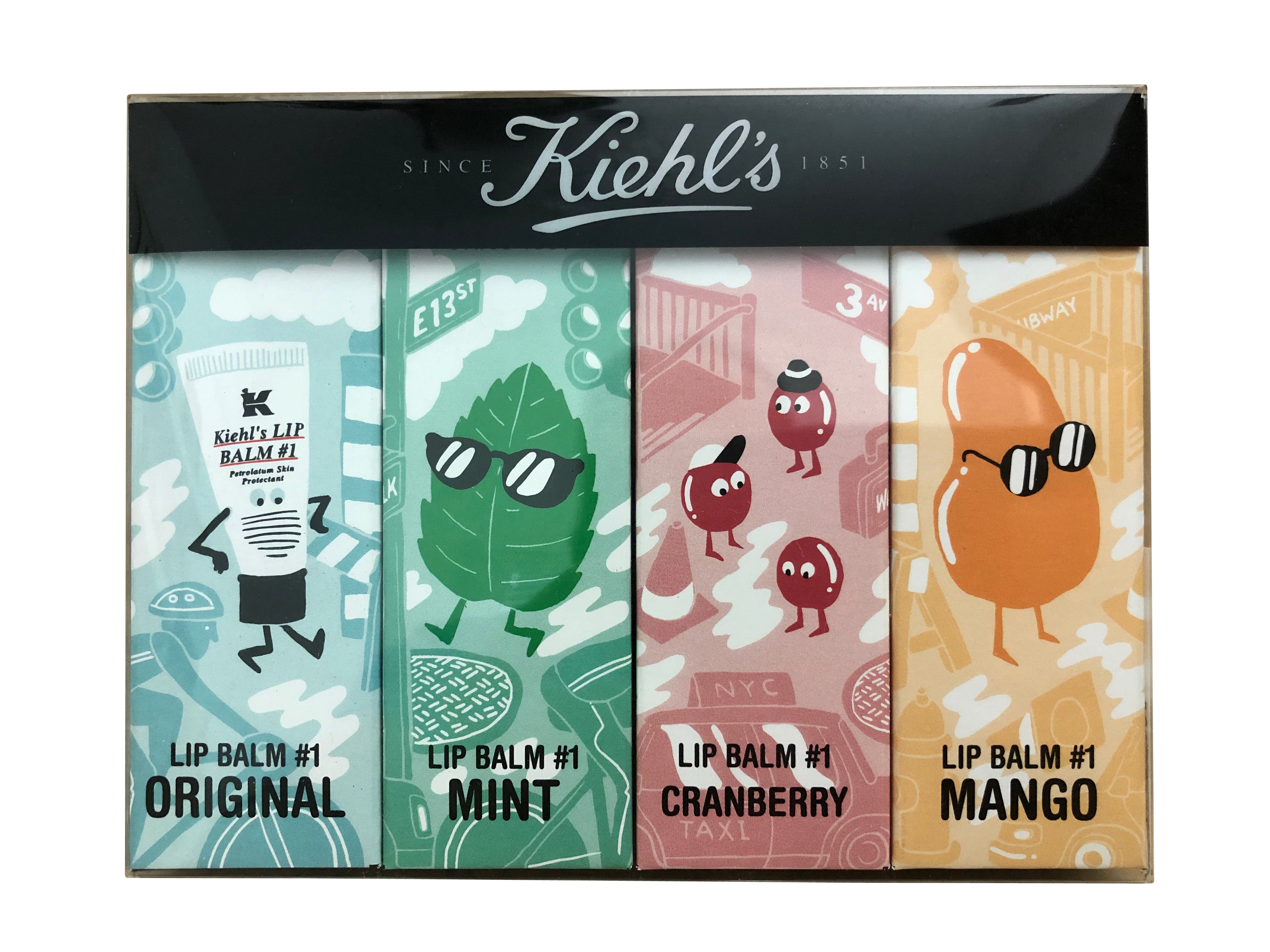 Kiehl's Lip Balm Set of 4 Original, Mint, Cranberry & Mango 0.5 OZ Each