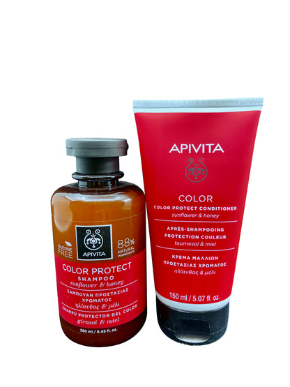 Apivita Color Protect Shampoo 8.45 OZ & Conditioner 5.07 OZ Set