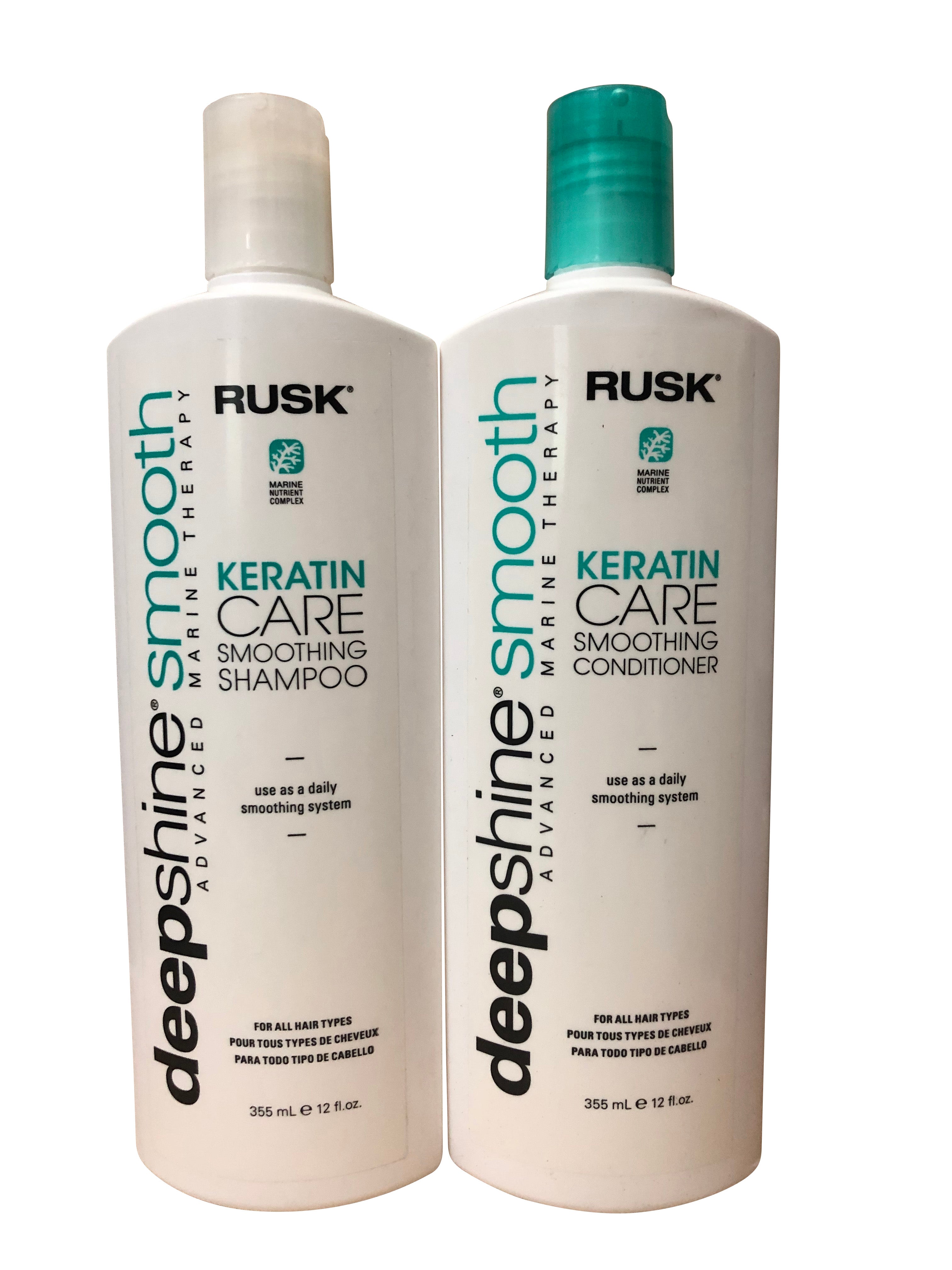 Rusk Deep Shine Smooth Keratin Care Shampoo & Conditioner 12 OZ Set