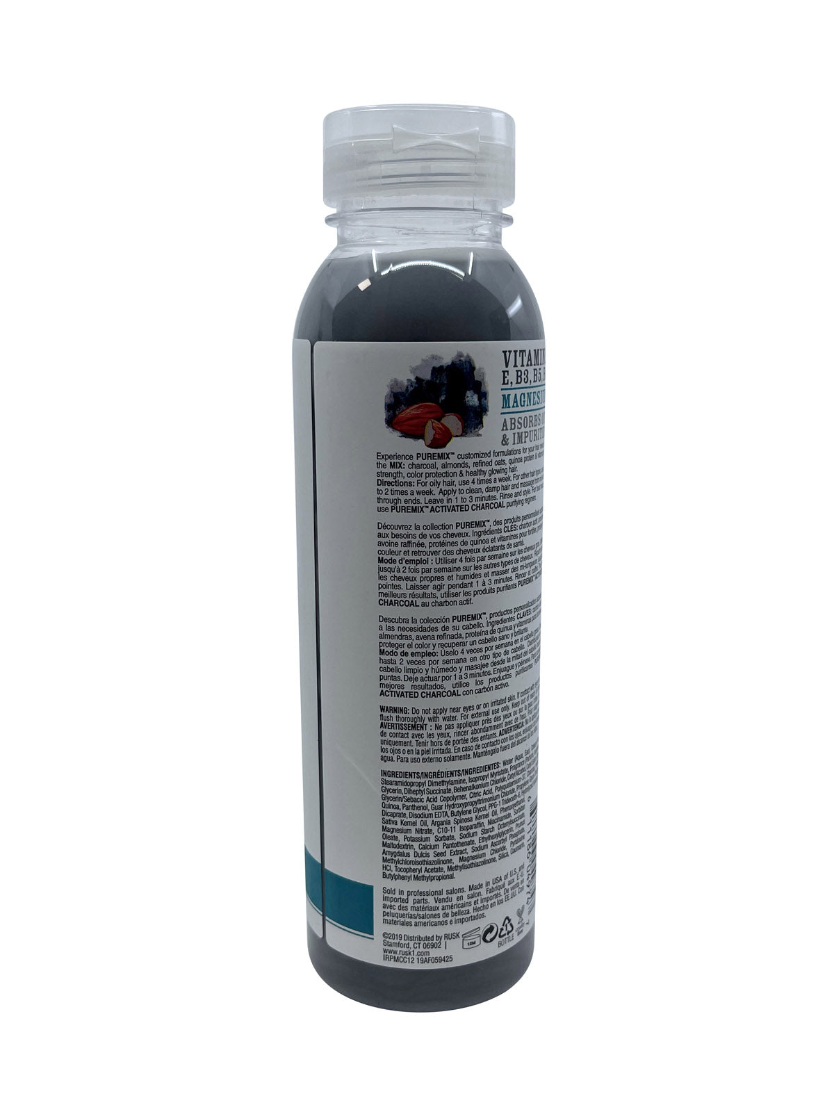 Rusk Pure Mix Activated Charcoal Purifying Conditioner All Hair Types 12 OZ