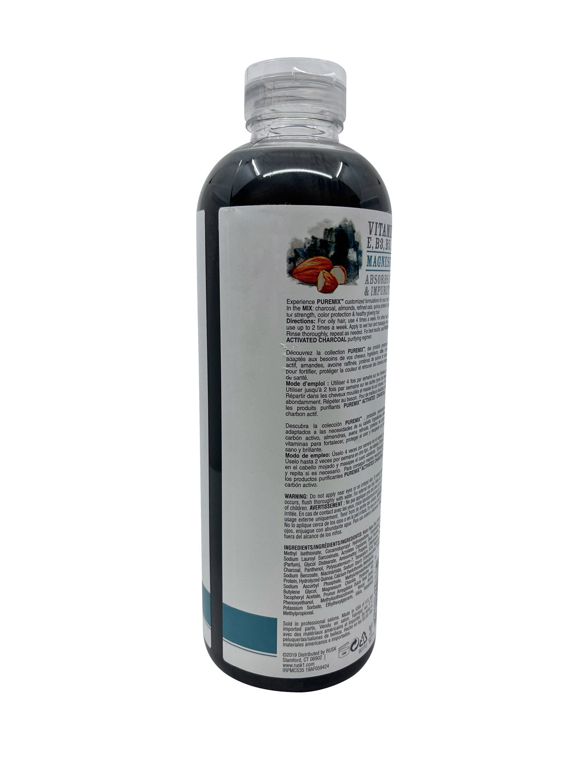 Rusk Pure Mix Activated Charcoal Purifying Shampoo All Hair Types 35 OZ