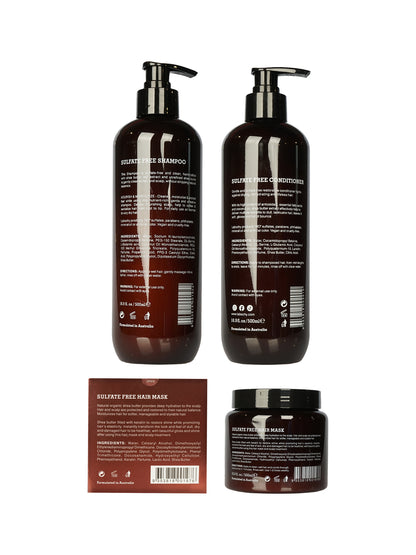 Labochy Sulfate Free Shampoo, Conditioner, Mask Set Dry & Damaged Hair 16.9 OZ