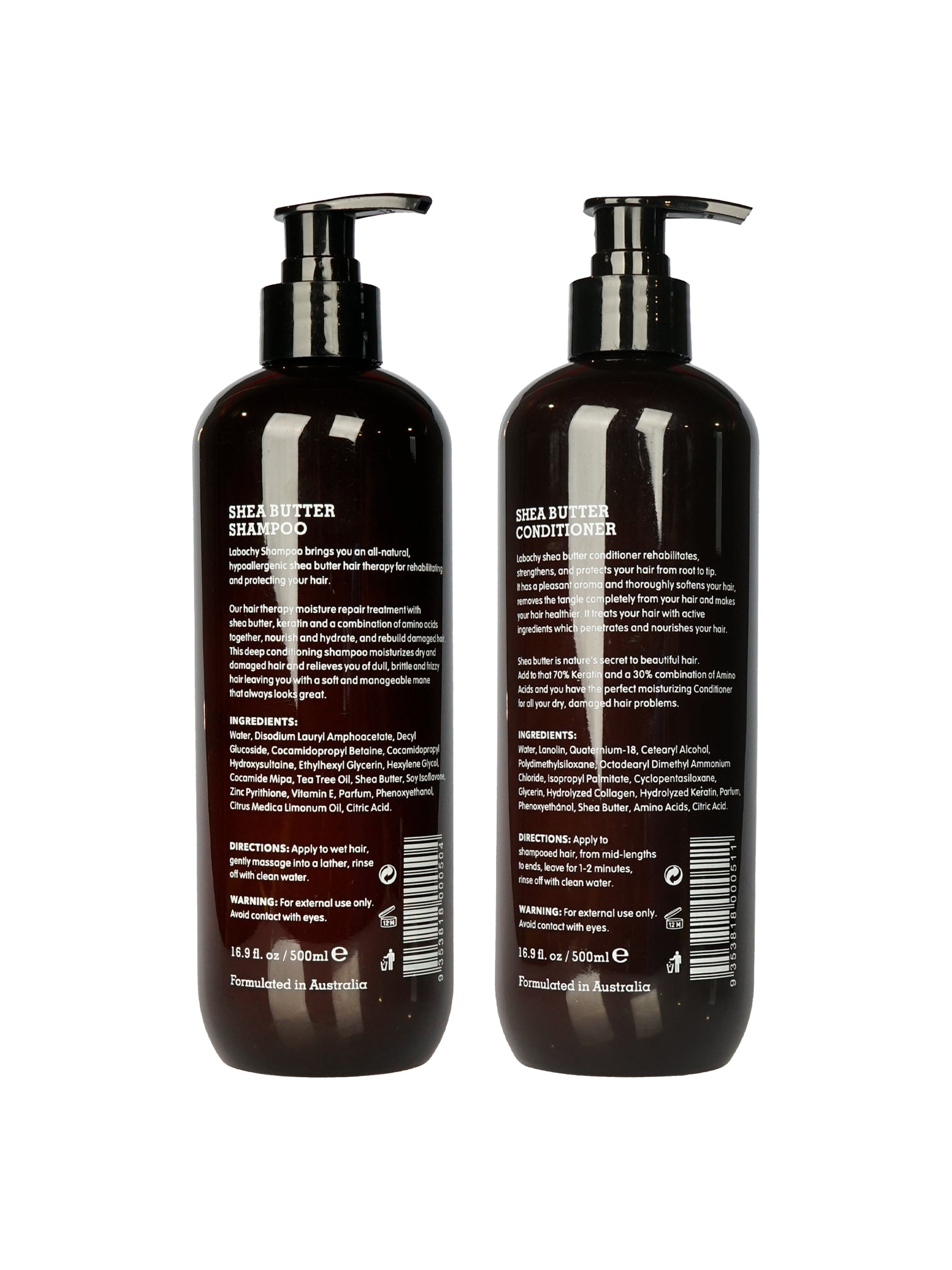 Labochy Shea Butter Shampoo & Conditioner Set Dry & Damaged Hair 16.9 OZ Each