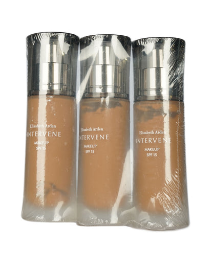 Elizabeth Arden Intervene Makeup SPF 15 # 16 Soft Cocoa 1 OZ Set of 3