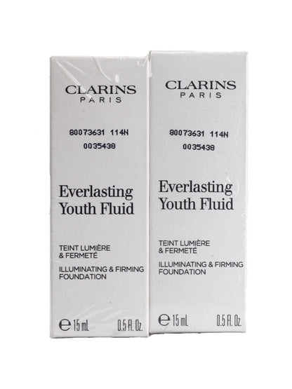 Clarins Everlasting Youth Fluid Foundation 114N 0.5 OZ Set of 2