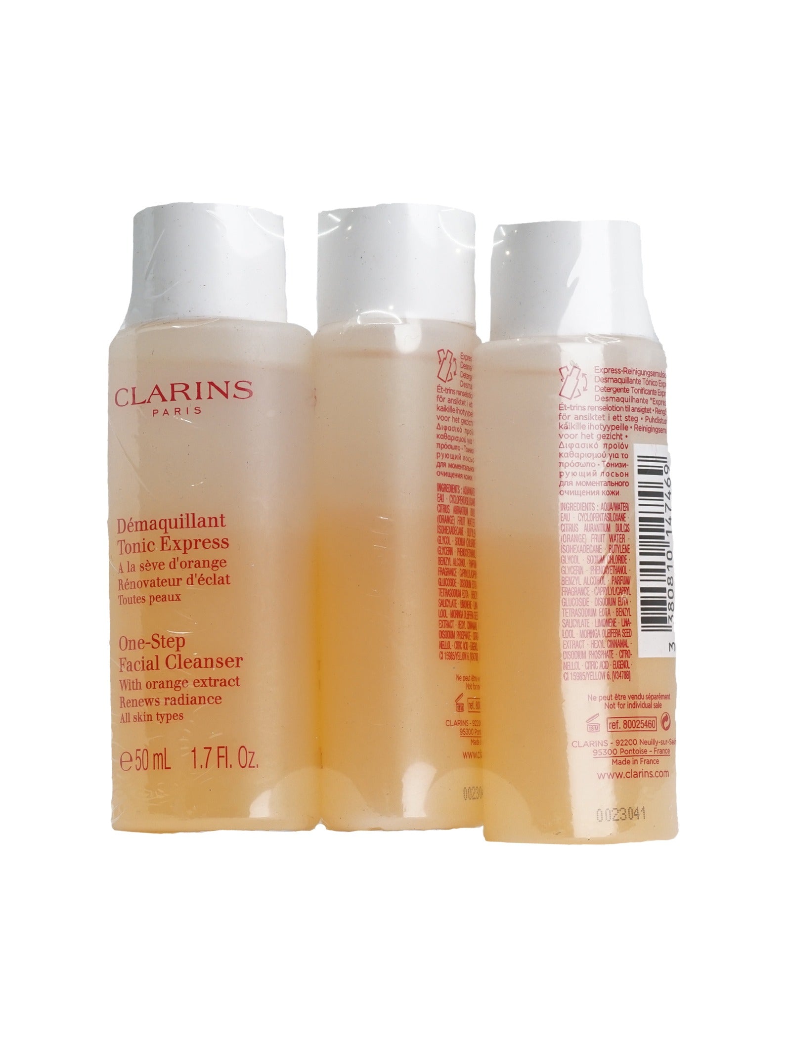 Clarins One Step Facial Cleanser Orange Extract 1.7 OZ Set of 3