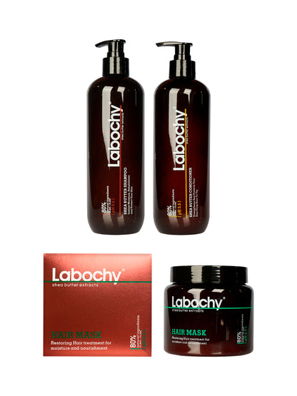 Labochy Shea Butter Shampoo, Conditioner & Mask Set Dry & Damaged Hair 16.9 OZ