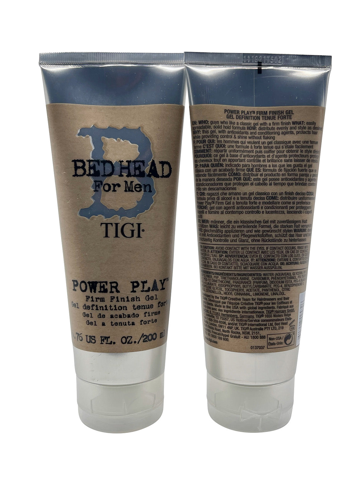 TIGI BedHead for Men Power Play Firm Finish Gel 6.76 OZ Set of 2