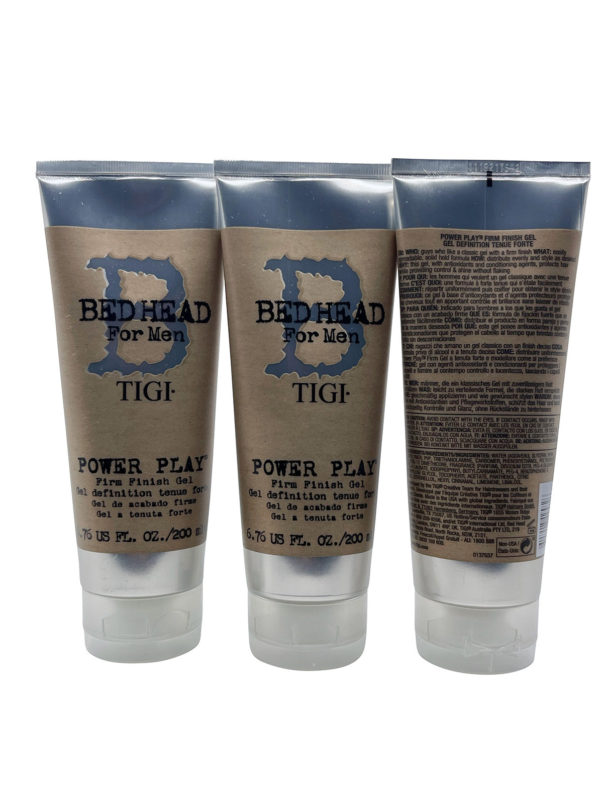 TIGI BedHead for Men Power Play Firm Finish Gel 6.76 OZ Set of 3