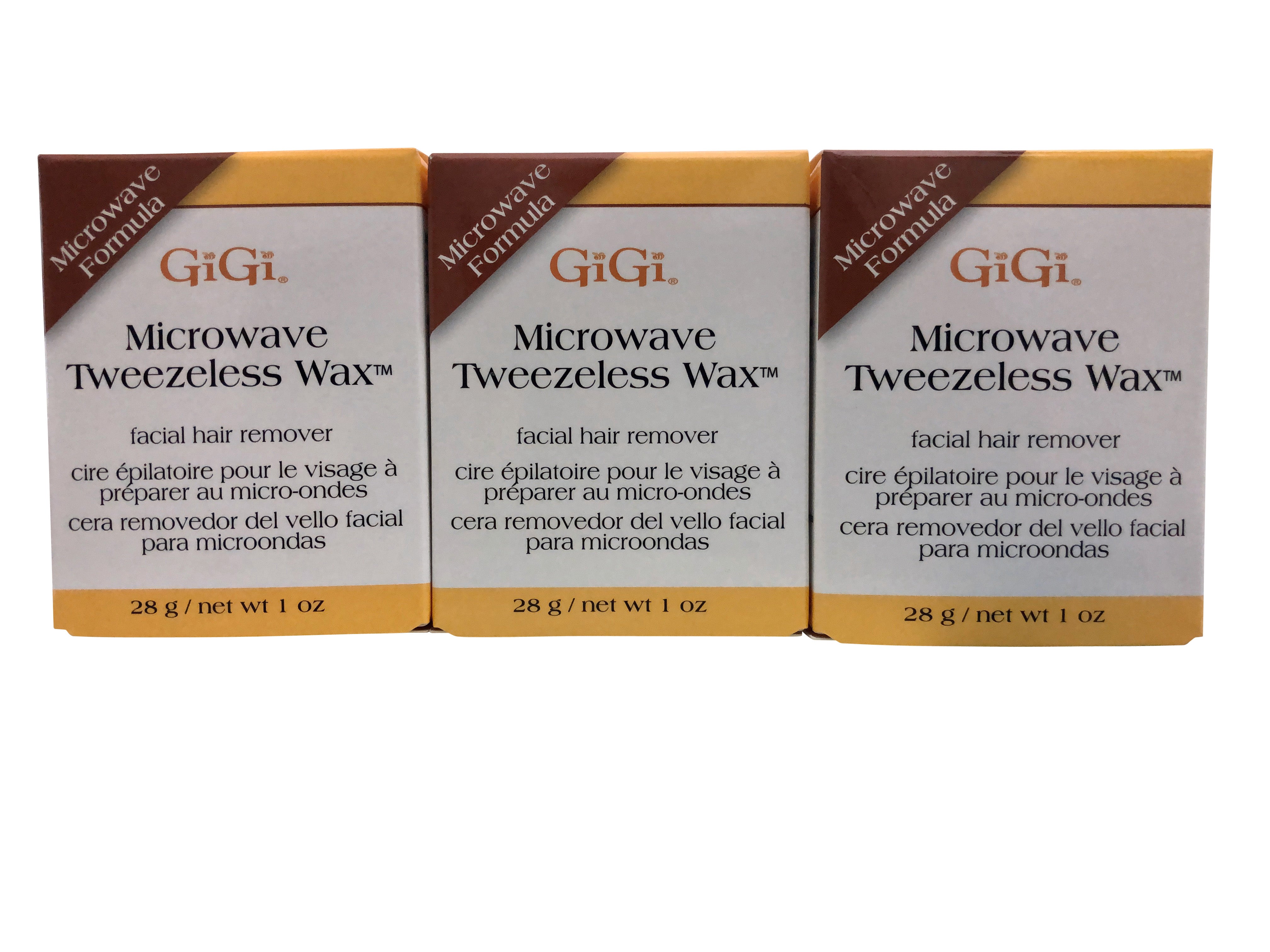 GiGi Microwave Tweezless Wax Facial Hair Remover 1 OZ Pack of 3