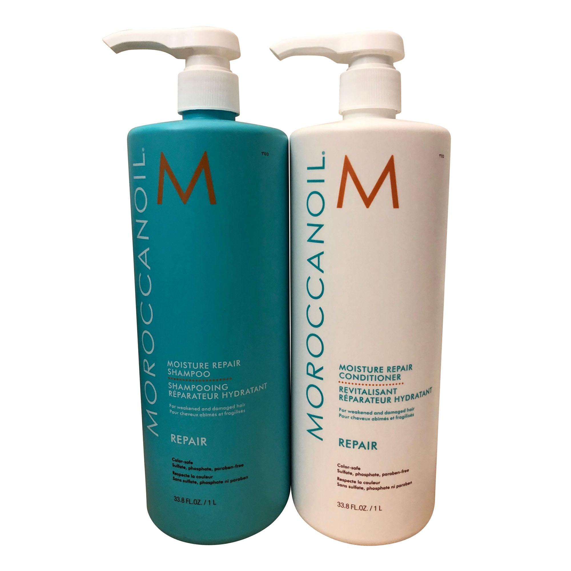 Moroccanoil Moisture Repair Shampoo & Conditioner Set Damaged Hair 33.8 OZ