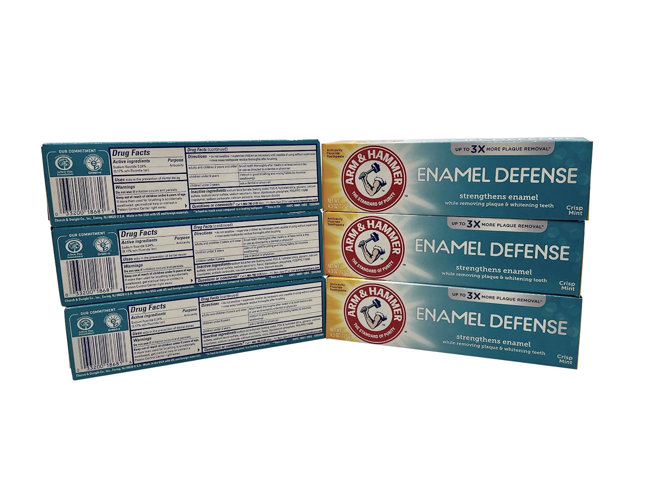 Arm & Hammer Enamel Defense Toothpaste Crisp Mint 4.3 OZ Pack of 6
