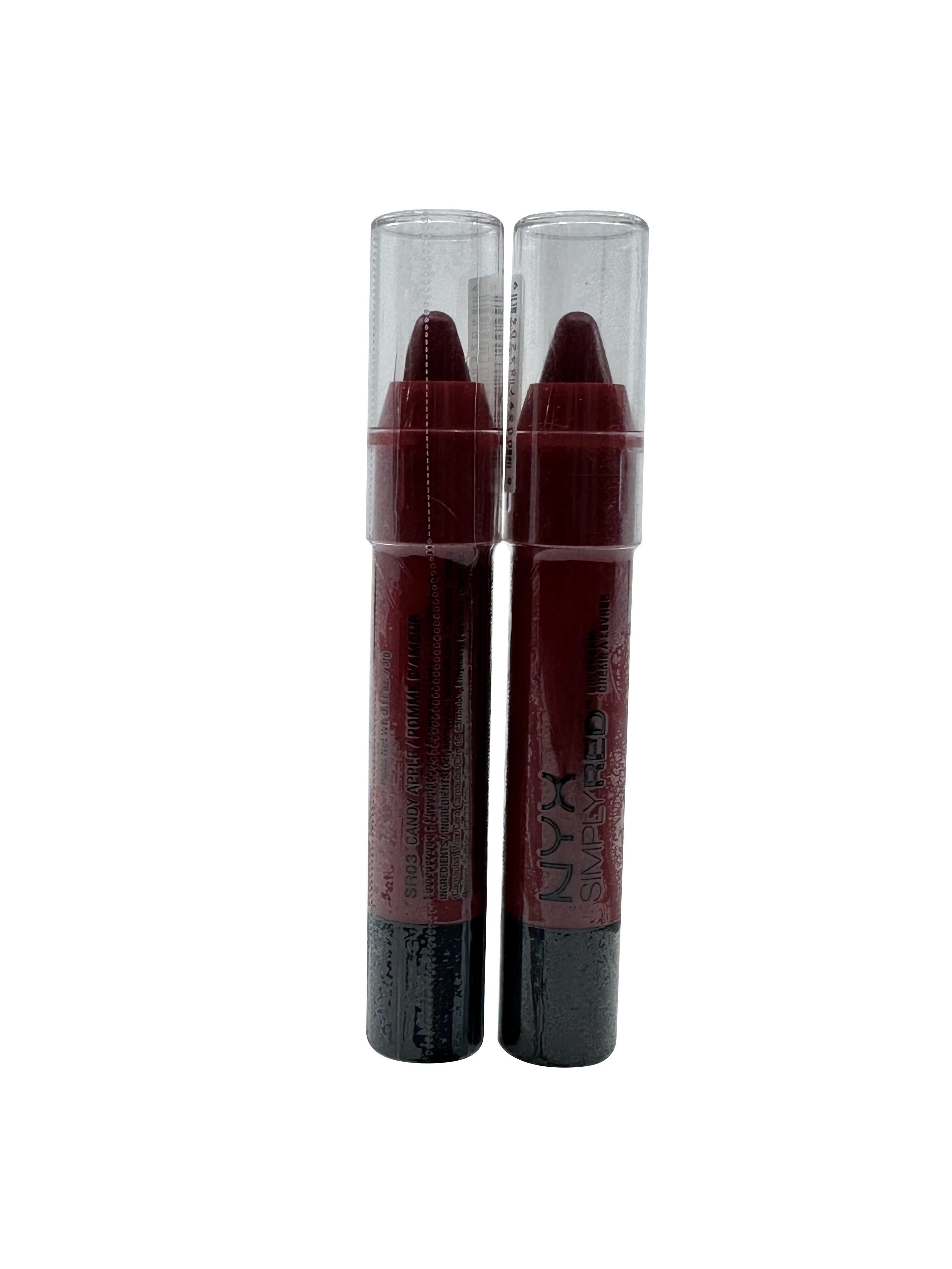 NYX Simply Red Lip Cream SR03 Candy Apple 0.27 OZ  Set of 2