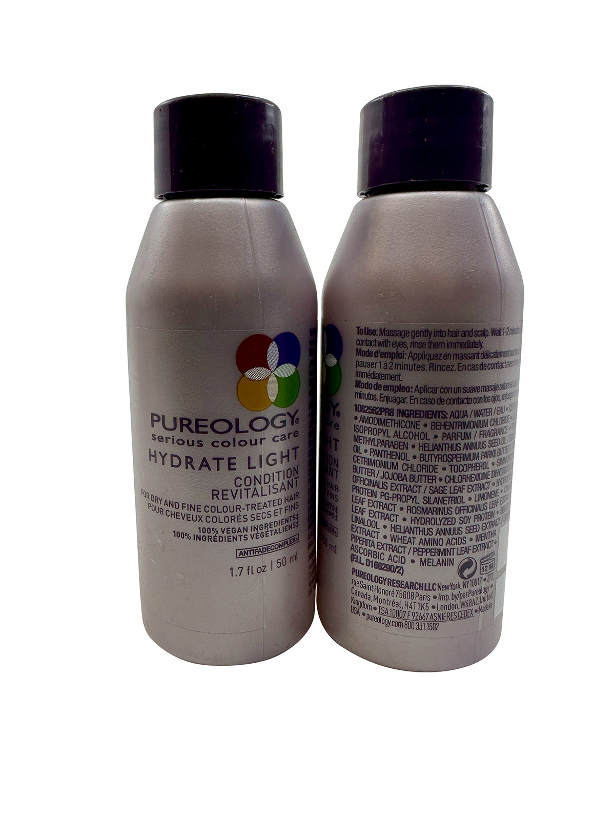 Pureology Hydrate Light Conditioner Dry & Fine Color Treated Hair 1.7 OZ 2 pack