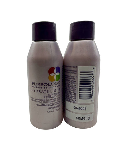 Pureology Hydrate Light Conditioner Dry & Fine Color Treated Hair 1.7 OZ 2 pack