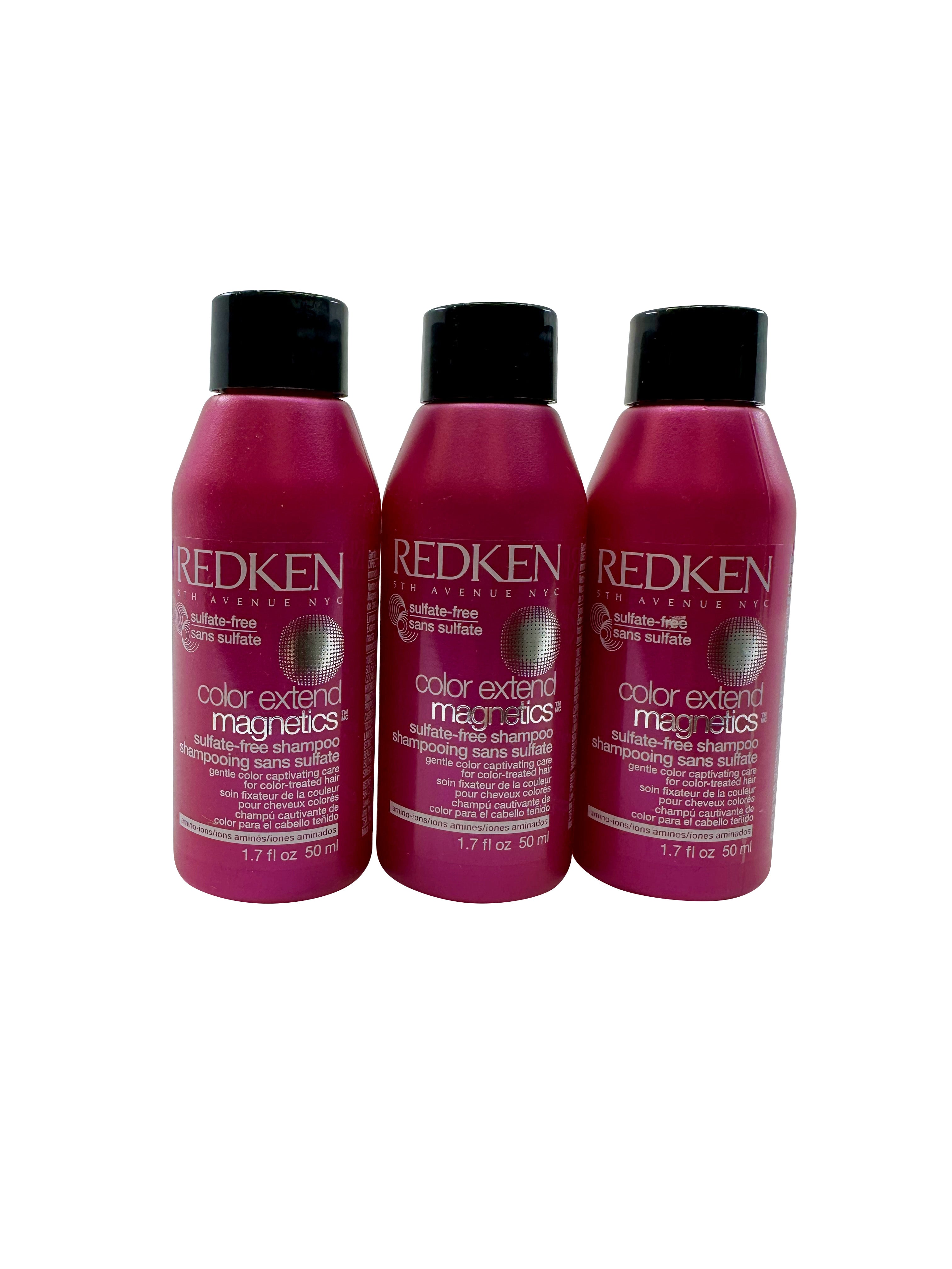 Redken Color Extend Magnetics Sulfate Free Shampoo 1.7 OZ Set of 3