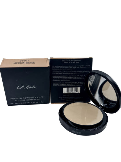 LA Girl Pressed Powder & Puff PP934 Medium Beuge 0.35 OZ Set of 2