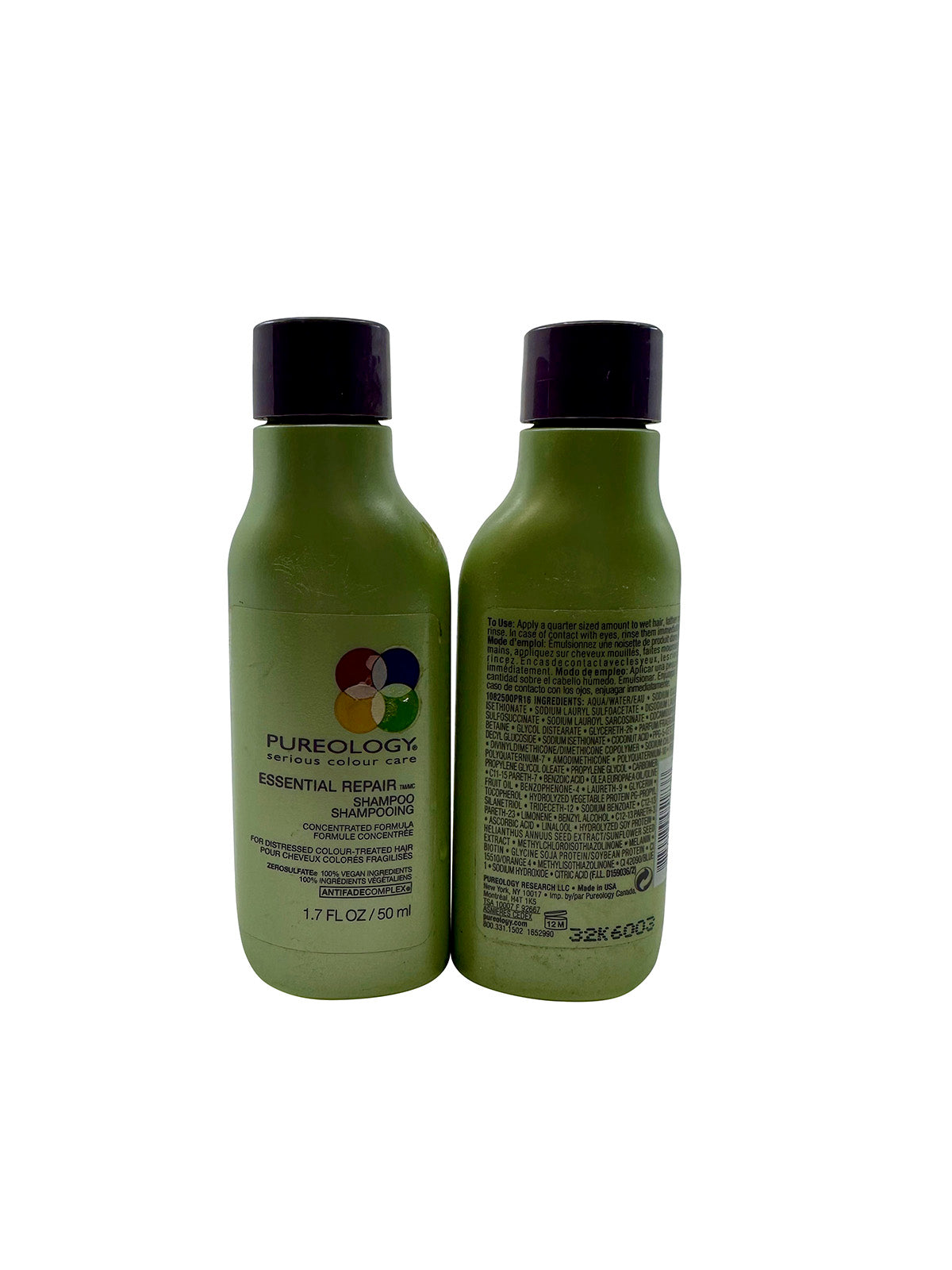 Pureology Essential Repair Shampoo Damaged Color Treated Hair 1.7 OZ Set of 2