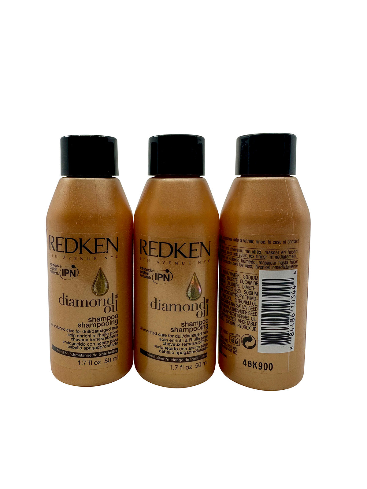 Redken Diamond Oil Shampoo Dull & Damaged Hair 1.7 OZ Set of 3