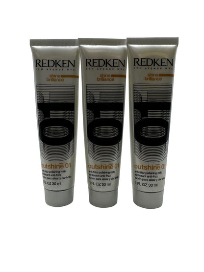 Redken Outshine 01 Anti Frizz Polishing Milk 1 OZ Set of 3