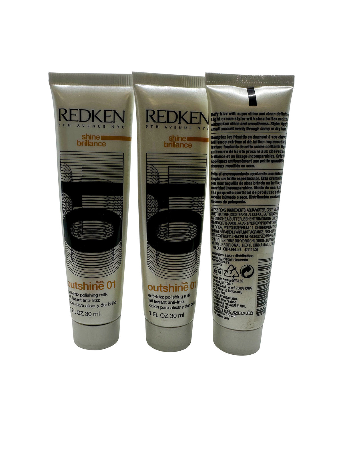 Redken Outshine 01 Anti Frizz Polishing Milk 1 OZ Set of 3