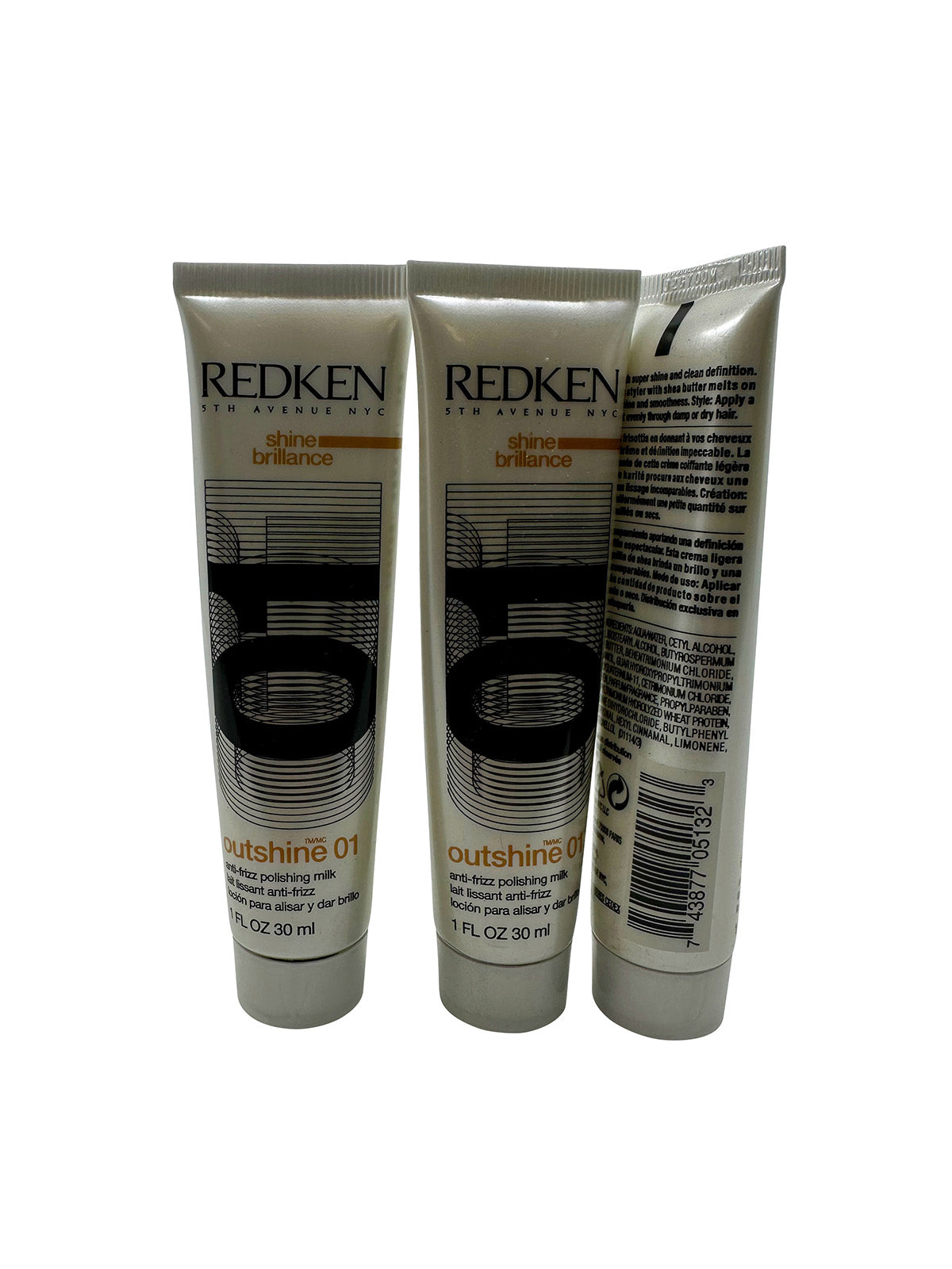 Redken Outshine 01 Anti Frizz Polishing Milk 1 OZ Set of 3