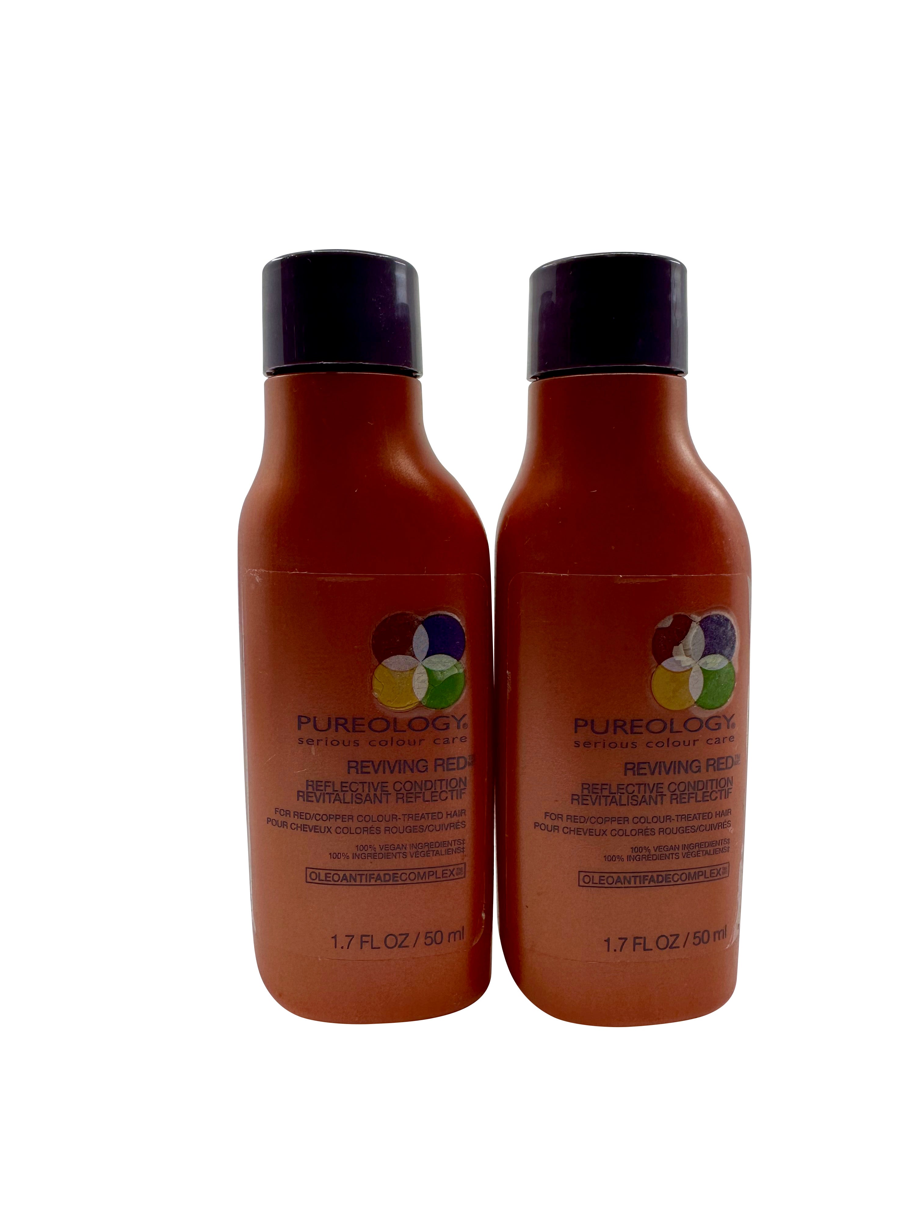 Pureology Reviving Red Conditioner Red Copper Color Treated Hair 1.7 OZ Set of 2