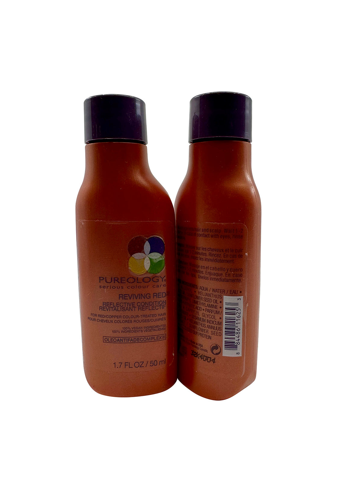 Pureology Reviving Red Conditioner Red Copper Color Treated Hair 1.7 OZ Set of 2