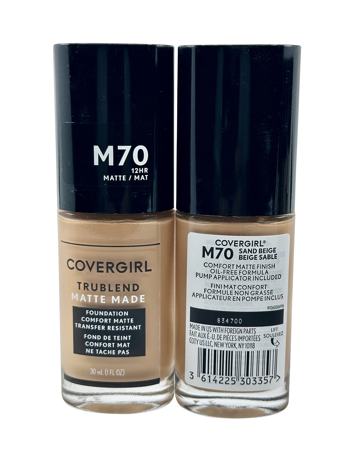 Cover Girl True Blend Matte Made Foundation M70 Sand Beige 1 OZ Set of 2