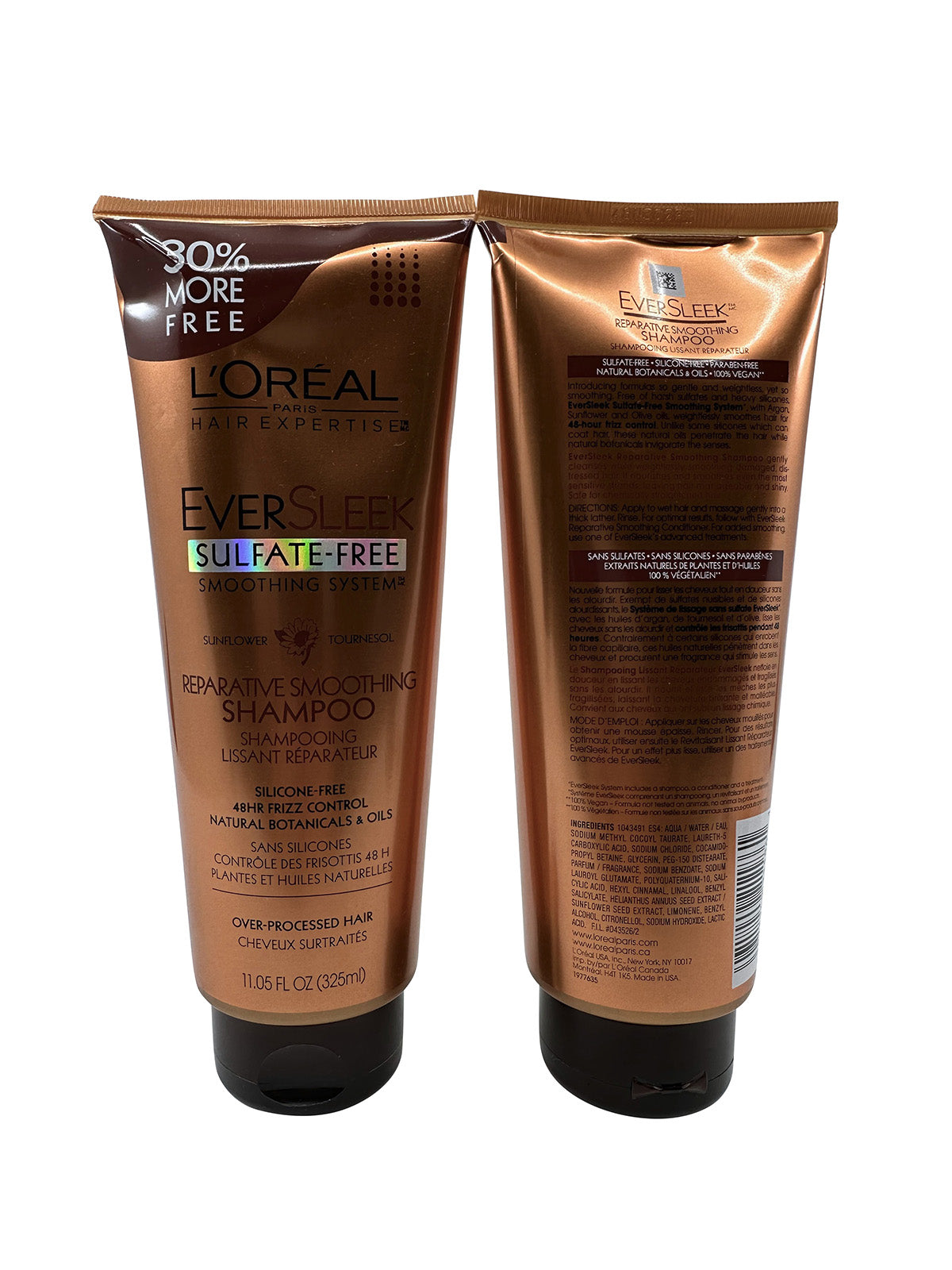 L'Oreal Eversleek Reparative Smoothing Shampoo 11.05 OZ Set of 2