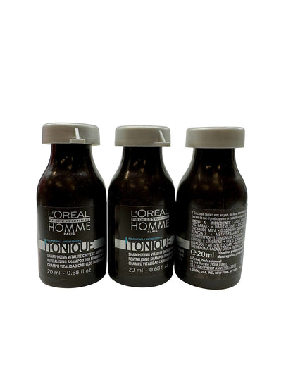 L'Oreal Homme Tonique Revitalizing Shampoo Normal Hair .68 OZ 3 pack