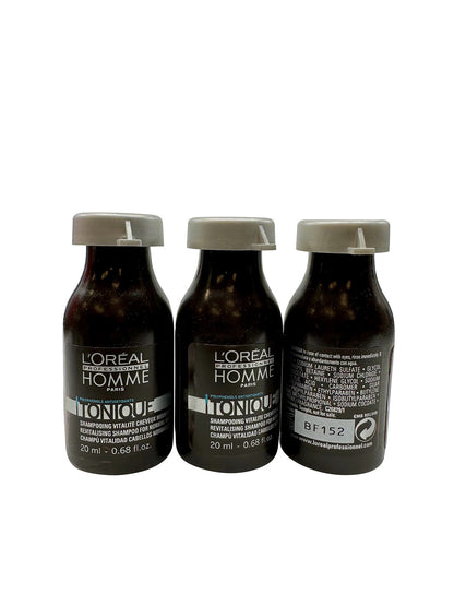 L'Oreal Homme Tonique Revitalizing Shampoo Normal Hair .68 OZ 3 pack