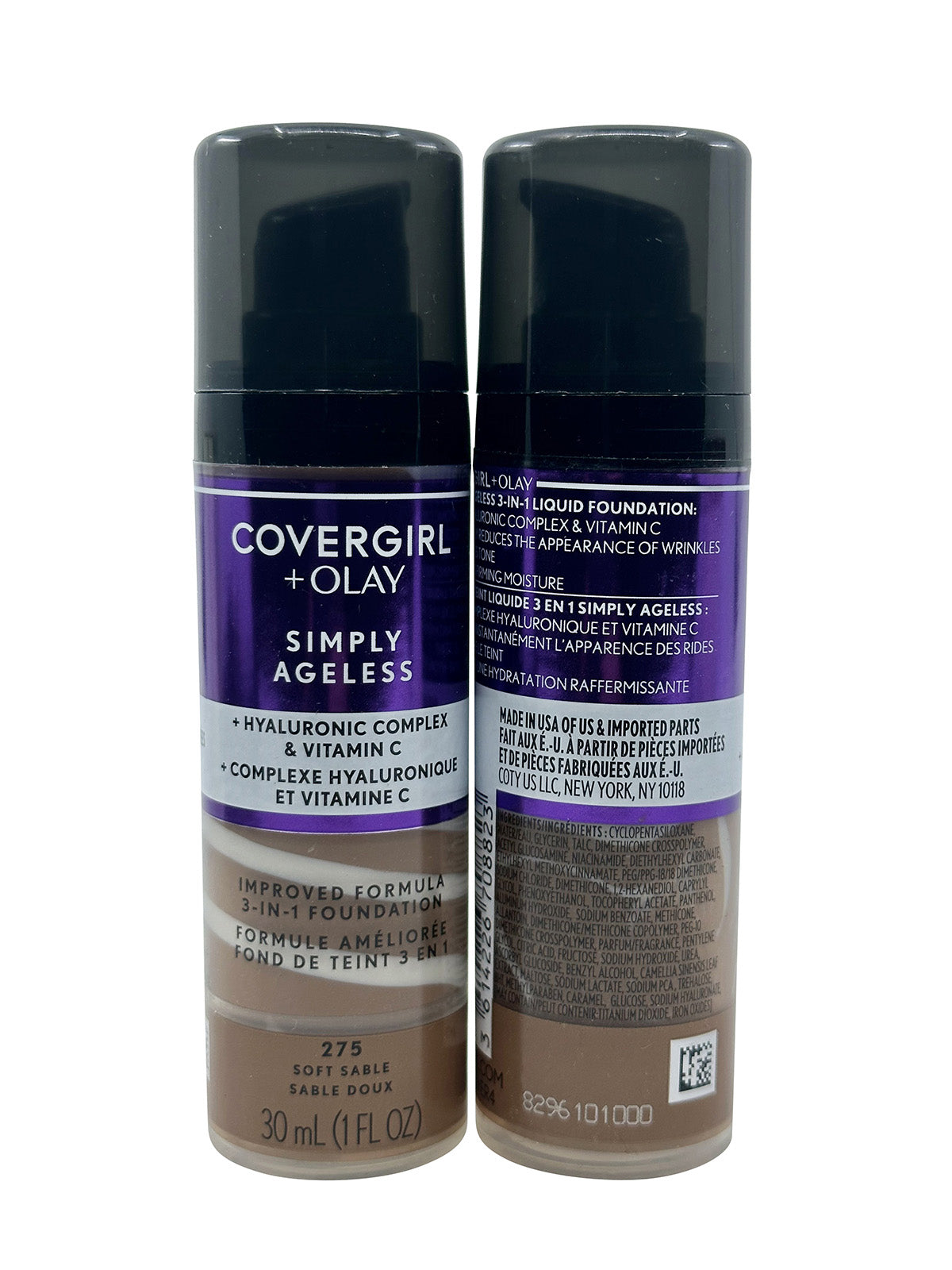 Cover Girl Simply Ageless 3 in 1 Foundation 275 Soft Sable 1 OZ Set of 2