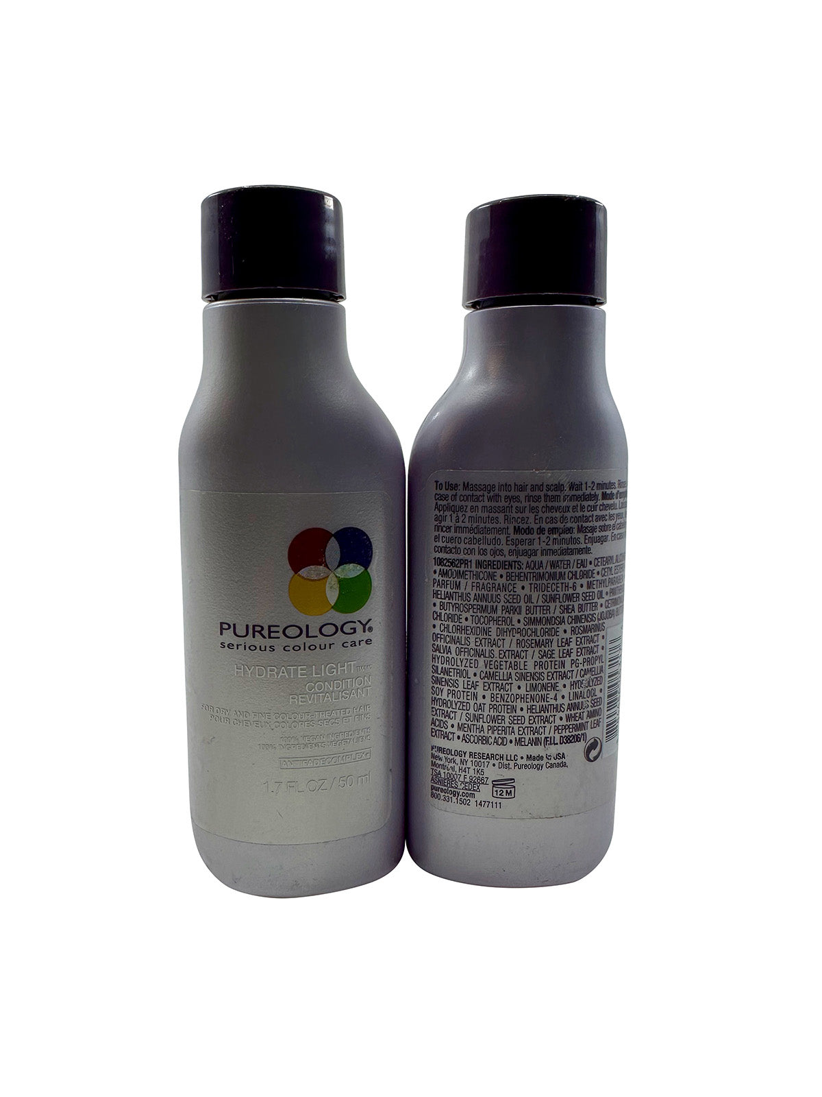 Pureology Hydrate Light Conditioner Dry & Fine Color Treated Hair 1.7 OZ 2 pack