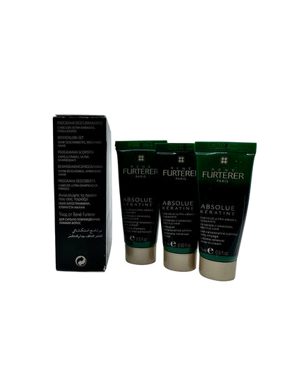 Rene Furterer Absolue Keratine Ultimate Renewal Mask Damaged Hair 0.5 OZ 3 pack