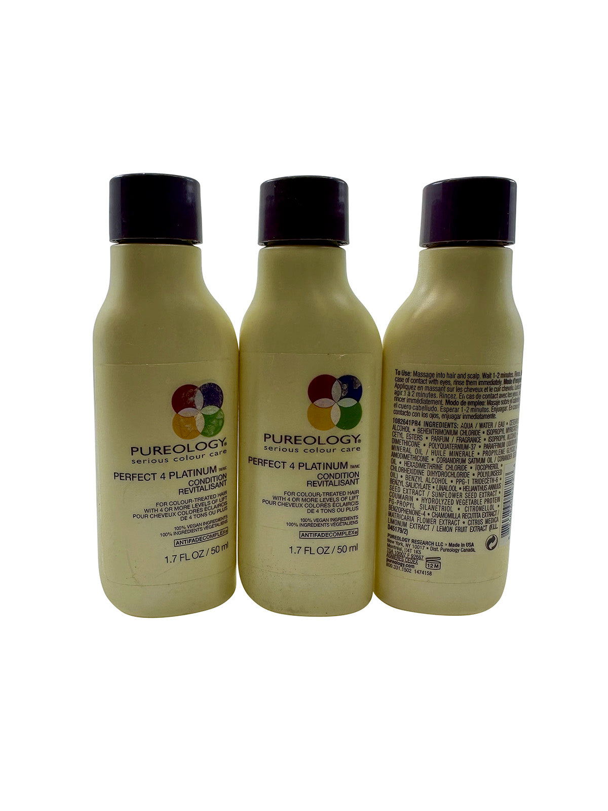 Pureology Perfect 4 Platinum Conditioner Color Treated Hair 1.7 OZ Set of 3