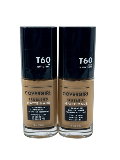 Cover Girl True Blend Matte Made Foundation T60 Warm Sun 1 OZ Set of 2