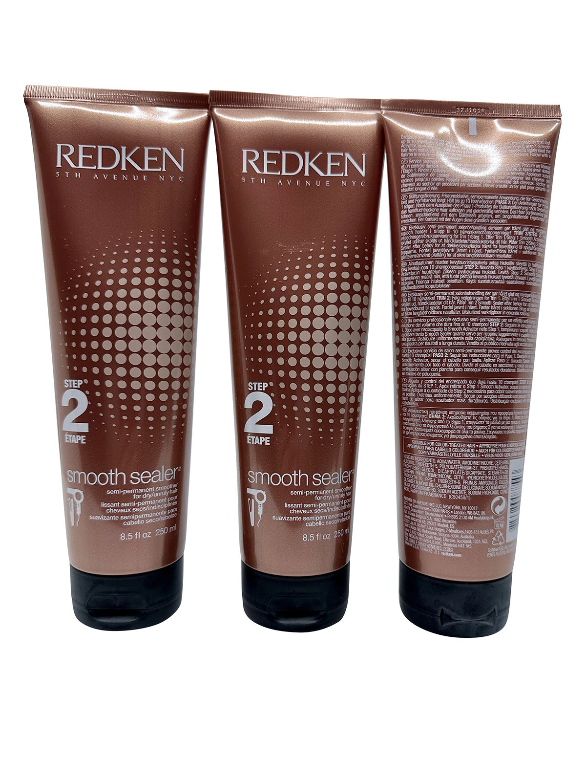 Redken Smooth Sealer Step 2 Semi Permanent Smoother Dry Hair 8.5 OZ Set of 3