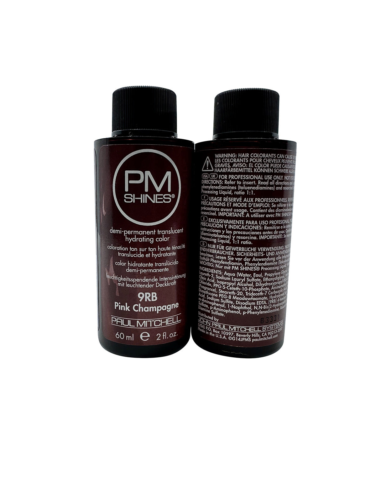 Paul Mitchell PM Shines Demi Permanent Color 9RB Pink Champagne 2 OZ 2 pack
