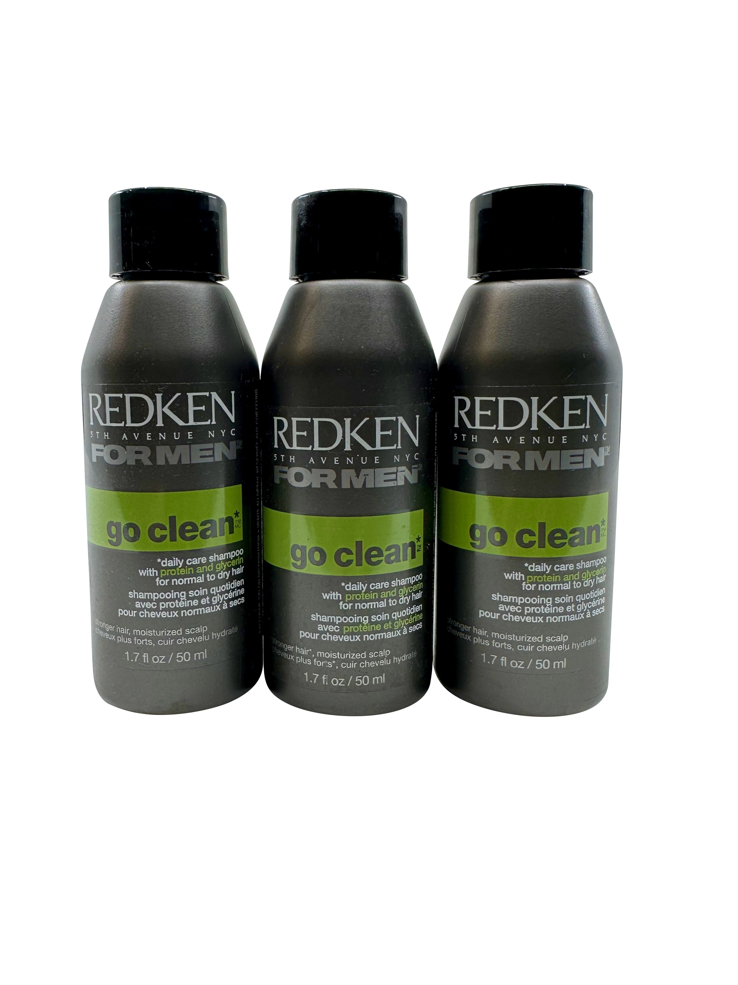 Redken For Men Go Clean Daily Care Shampoo 1.7 OZ Set of 3