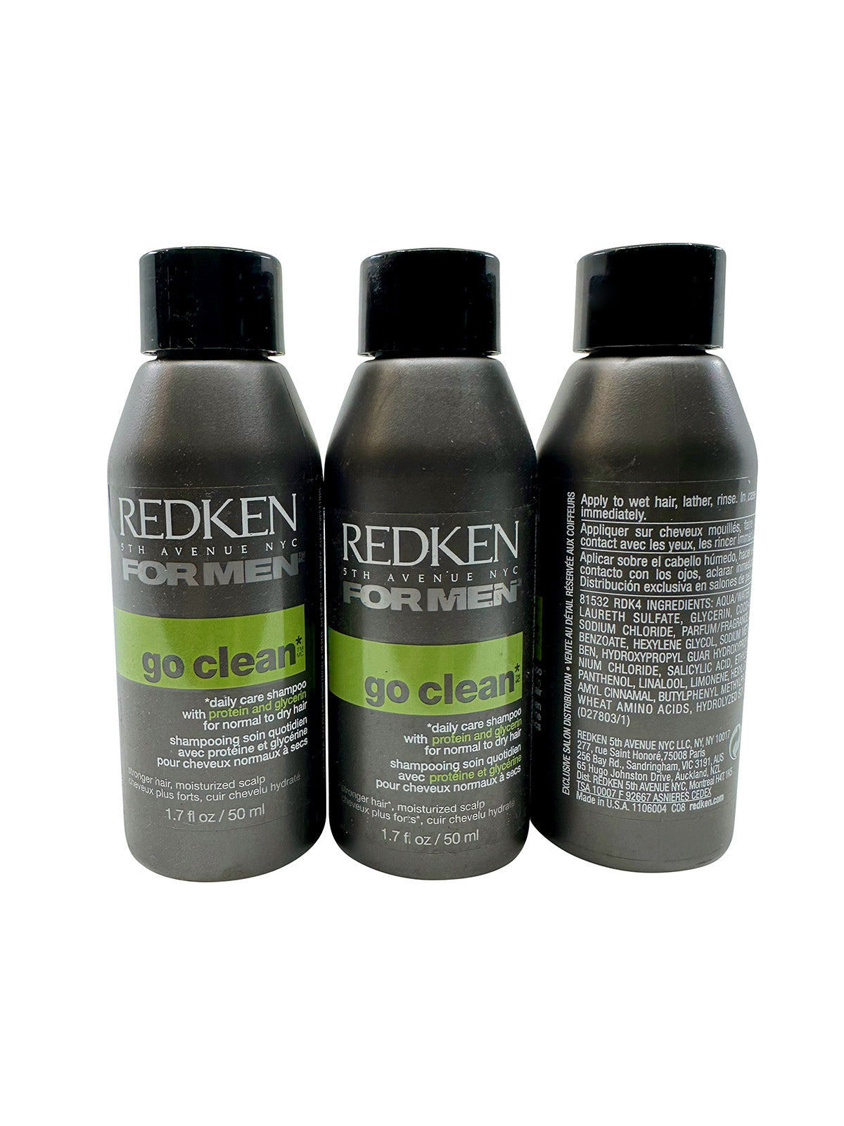 Redken For Men Go Clean Daily Care Shampoo 1.7 OZ Set of 3